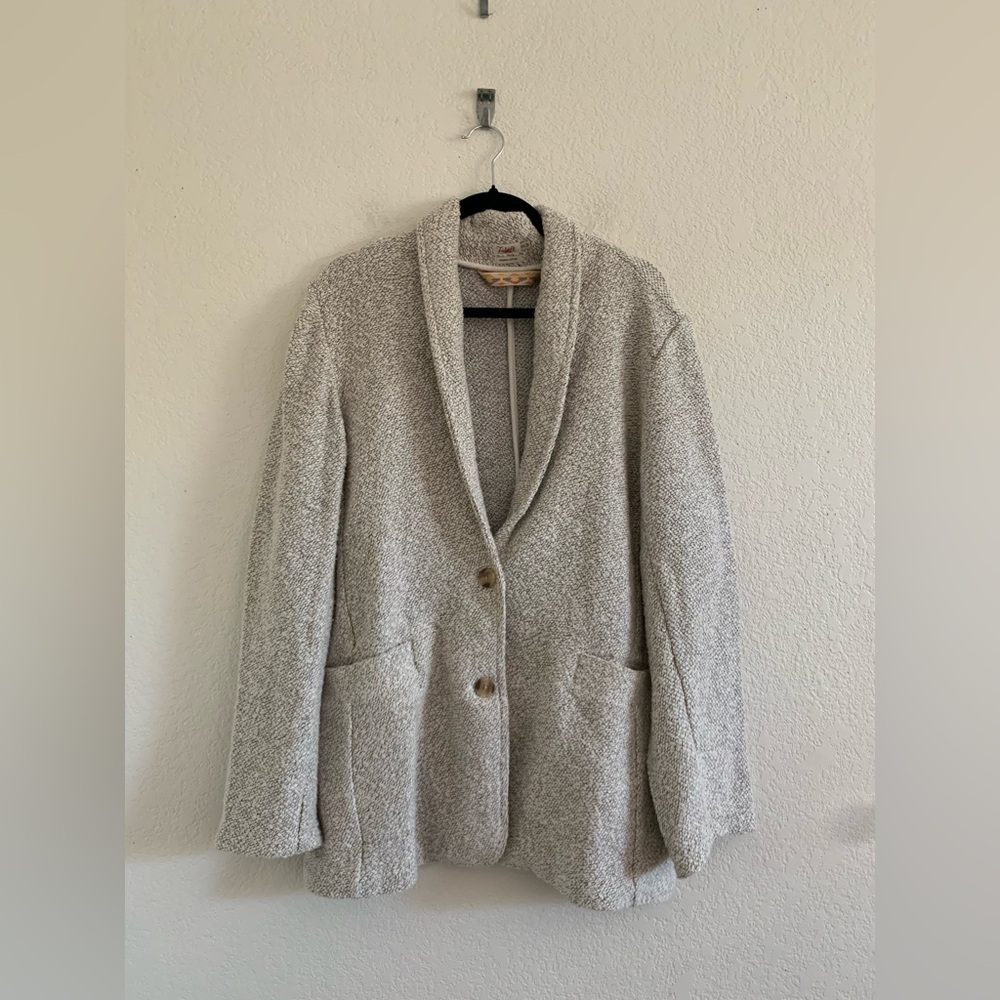Faherty Pomona Textured Knit Blazer Organic Cotton Quiet Luxury Cream Size XXL